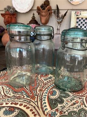 3 Antique Vintage Mason Style Jars Atlas